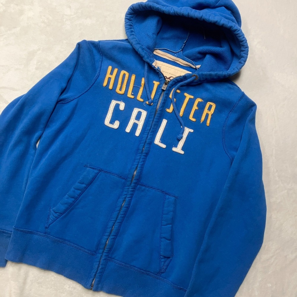 Vintage Y2K Hollister Hoodie Men's XL Full Zip Cali Logo Spellout Skater Rare